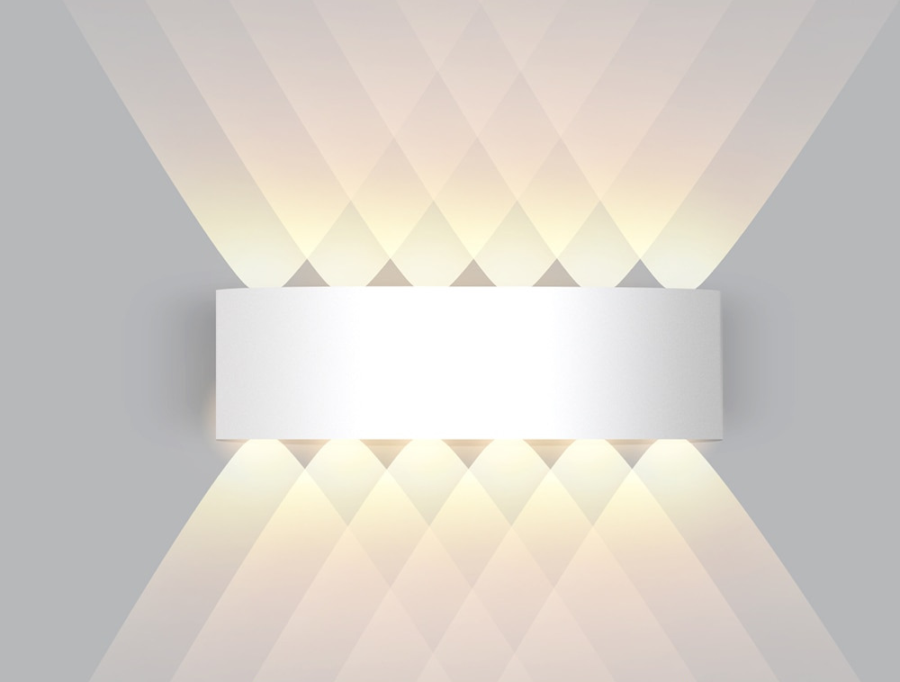 Complete modern LED wall lamp set up for contemporary living room decor.