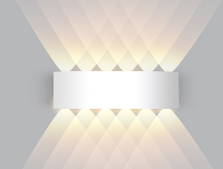 Complete modern LED wall lamp set up for contemporary living room decor.