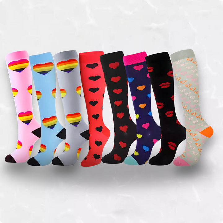 Comfortable patterned nurse socks with graduated compression