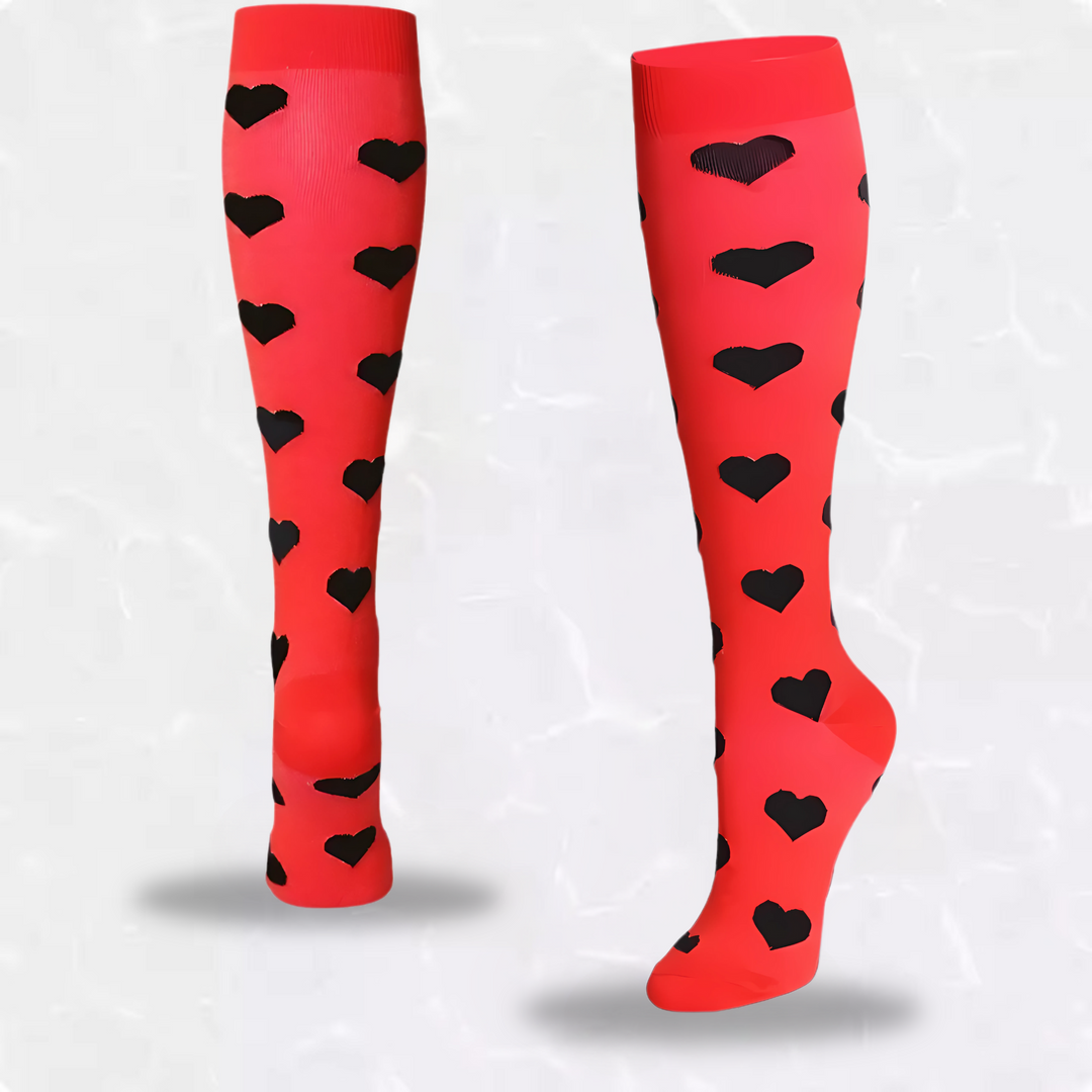 Back view of nurse compression socks showing calf support and stretch fabric