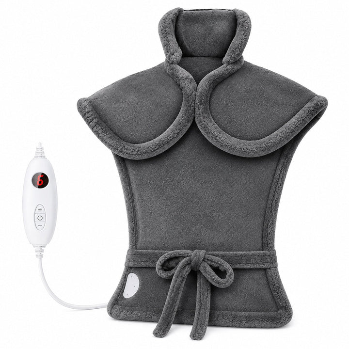Therapeutic heated wrap designed for upper body pain relief