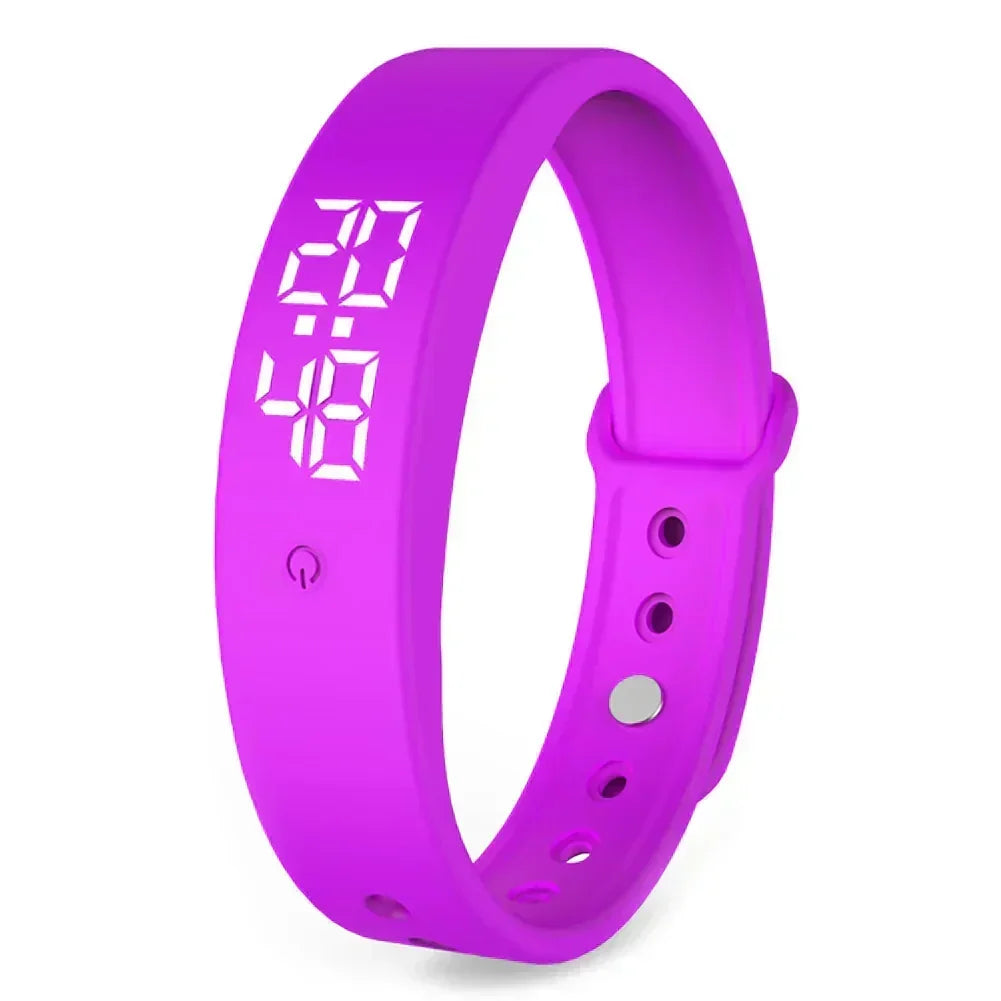 Unisex waterproof smart fitness watch with sleek black strap and digital display