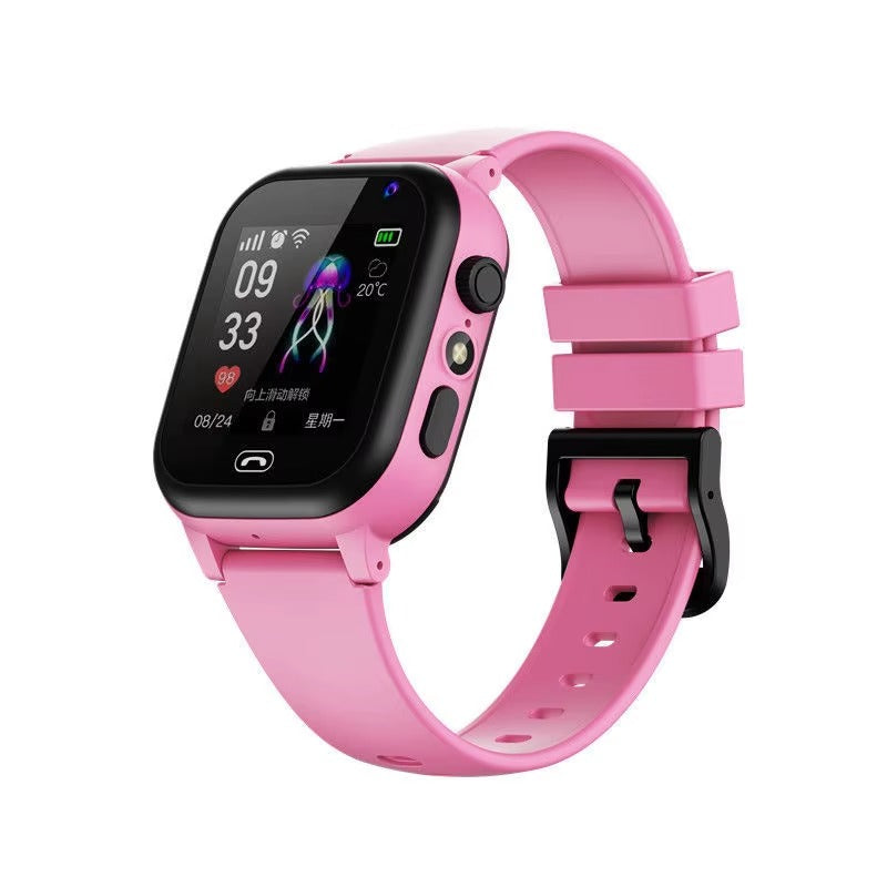Pink kids GPS smartwatch with video calling and safety tracker features