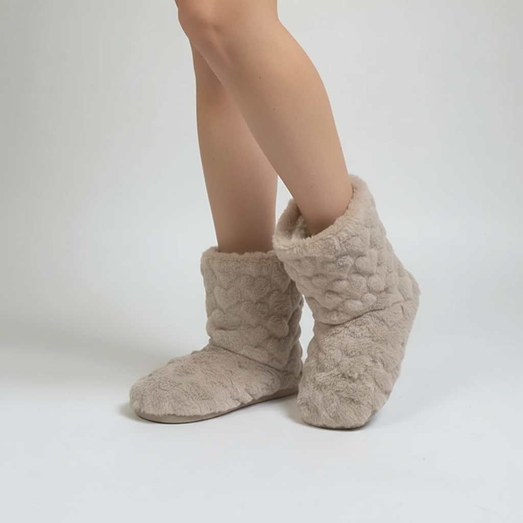 Women's fluffy indoor slipper boots with plush lining and cozy design