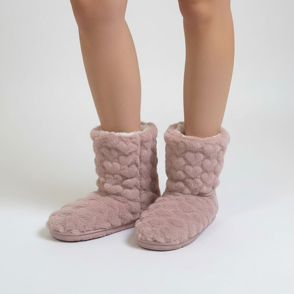 Comfortable indoor footwear and cozy wear boots for cold days