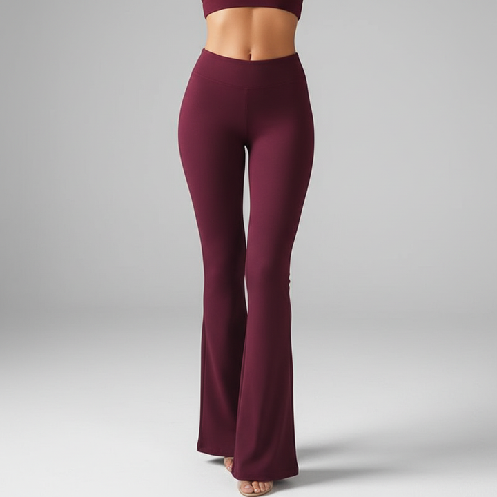 Detailed shot of hemline on trendy women's fashion wide leg trousers