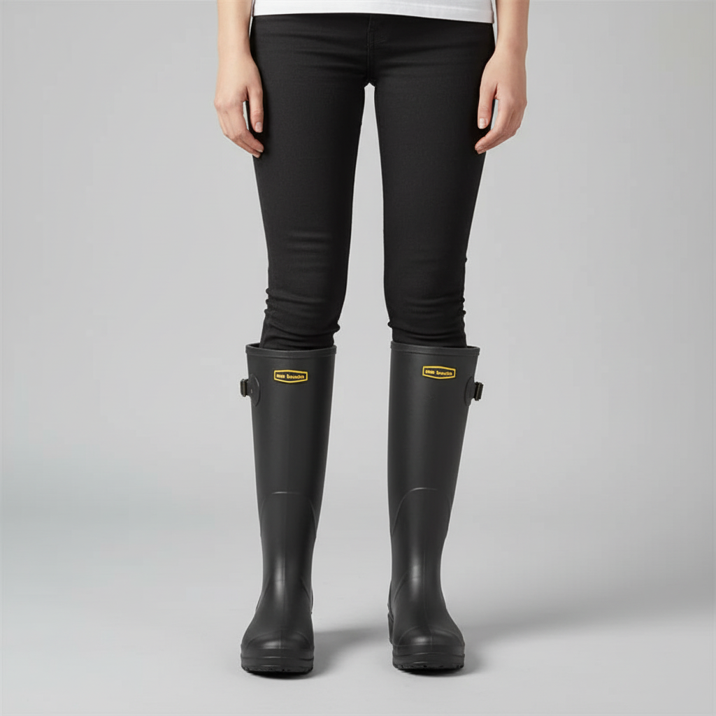 Waterproof women's rain boots featuring anti-slip rubber soles for outdoor safety