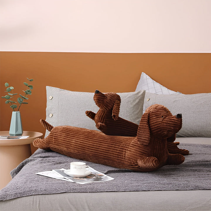 Unisex ergonomic dachshund plush pillow for neck support and home decor
