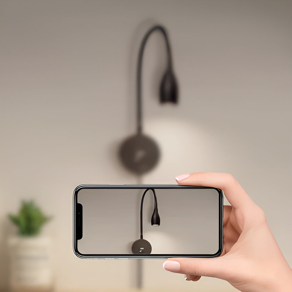 LED wall lamp with integrated USB charger port for charging devices