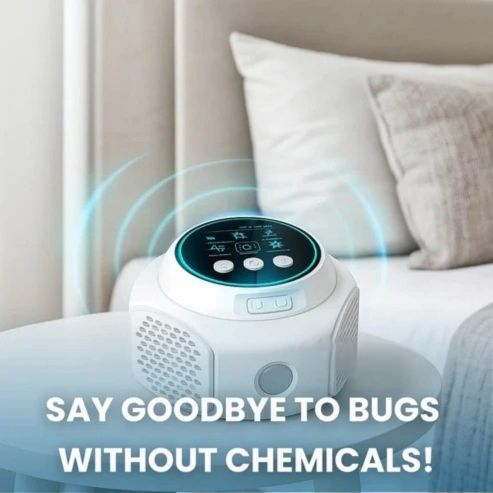 Kitchen pest control device for moth control placed on a countertop