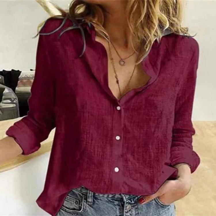 Feature detail of buttons and stitching on the women's casual wear top