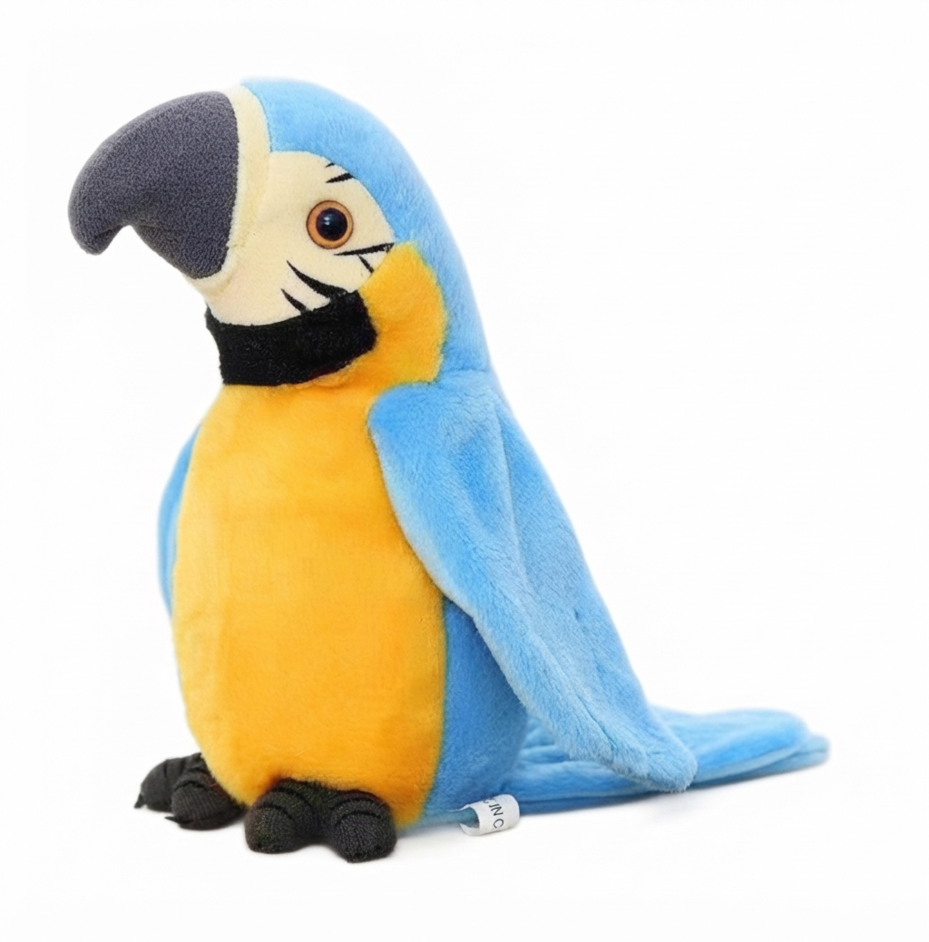 Interactive talking blue parrot plush toy for children