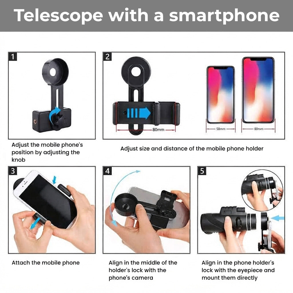 High magnification outdoor telescope held in hand showing ergonomic rubber grip