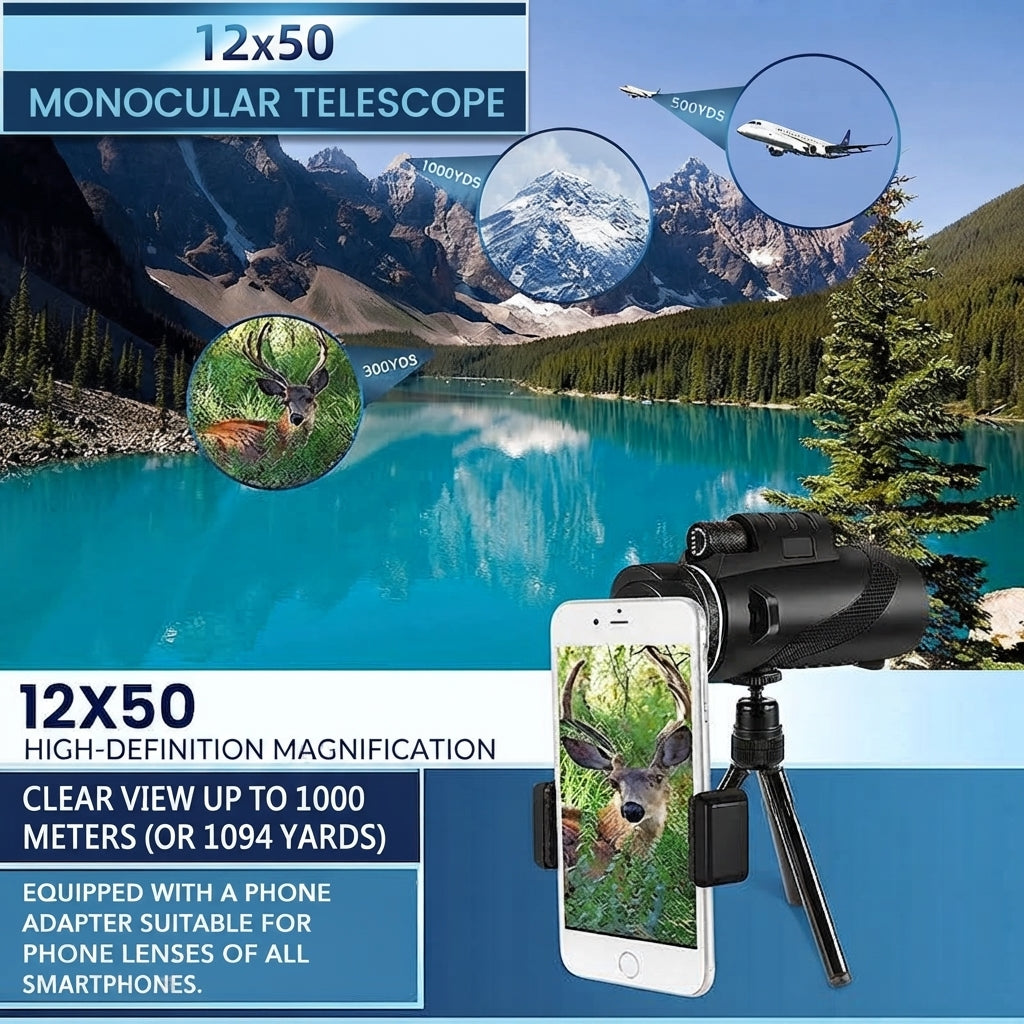 Durable waterproof telescope for camping, hiking, and wildlife observation