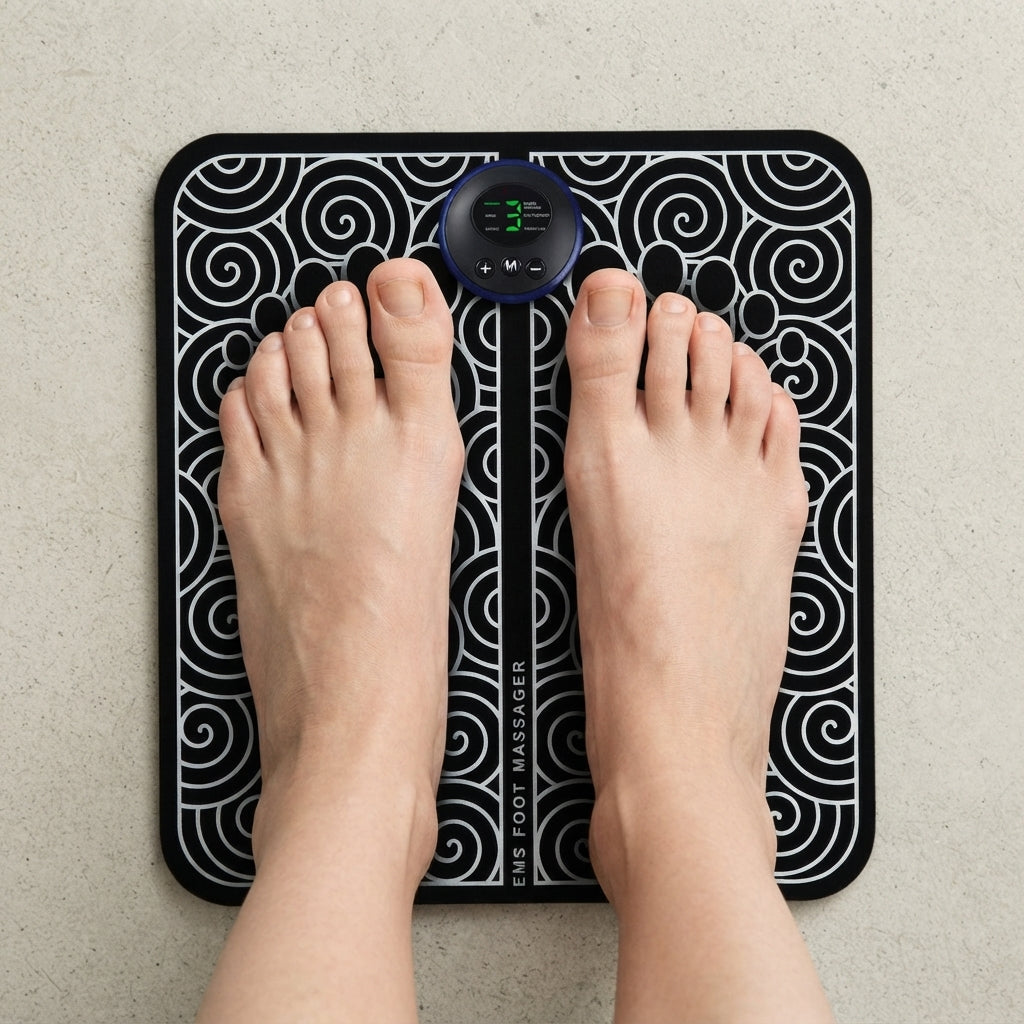 Unisex EMS foot massage mat with 6 modes and 9 intensity levels