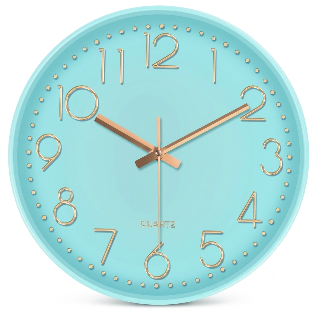 Modern designer wall clock highlighting tactile raised numbers and a silent quartz engine