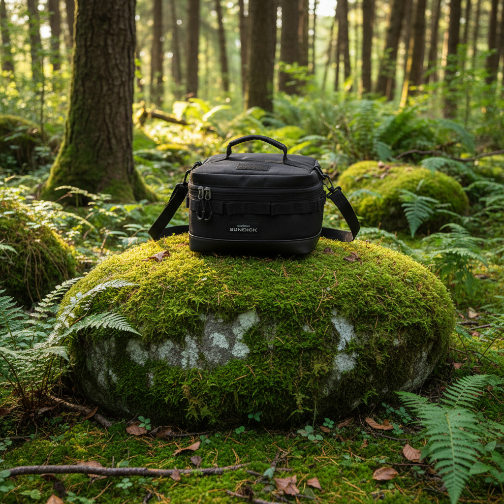 Insulated storage bag for outdoor gear and camping bowls ready for travel