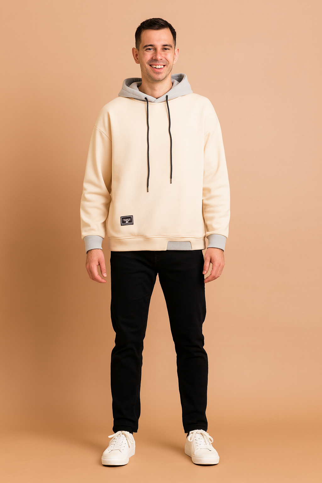 Mens oversize hoodie back view showing casual streetwear fit and hooded sweatshirt design