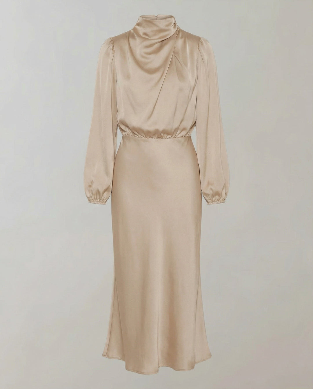 Close-up of luminous fabric texture on women's formal long-sleeve dress