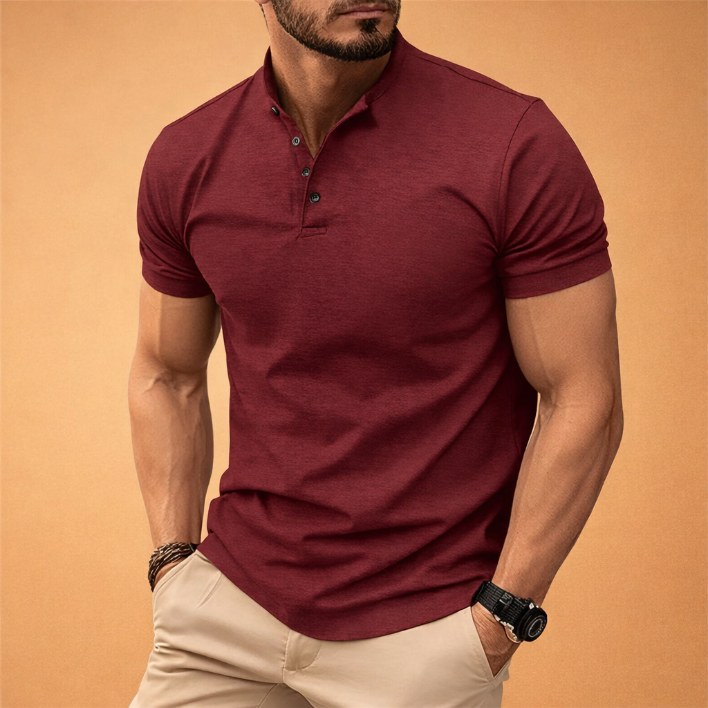 Back view of the mens polo shirt featuring tailored slim silhouette