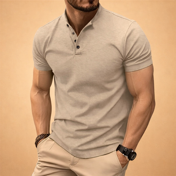 Flat lay of the smart casual polo shirt styled for everyday wear