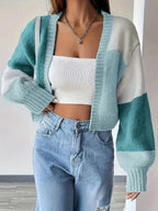 Brenna | Women’s Cropped Colorblock Knit Cardigan