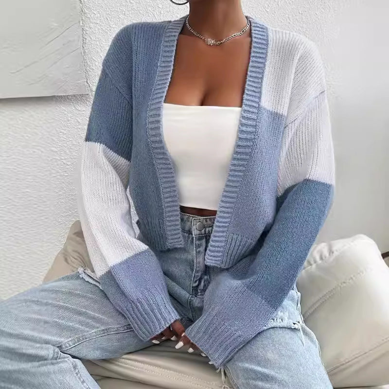 Brenna | Women’s Cropped Colorblock Knit Cardigan
