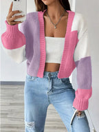 Brenna | Women’s Cropped Colorblock Knit Cardigan