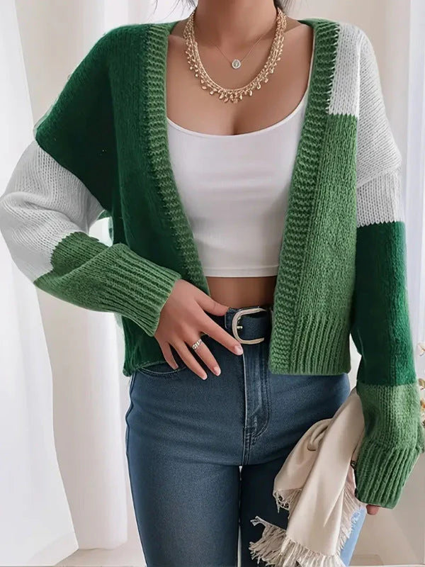 Brenna | Women’s Cropped Colorblock Knit Cardigan