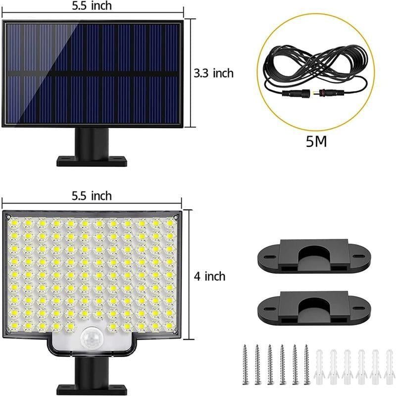 Dimensions and installation components of the solar motion light