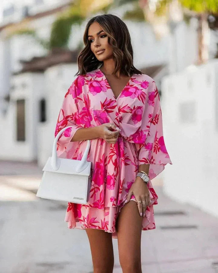 Colorful summer dress for women, casual floral beach wear