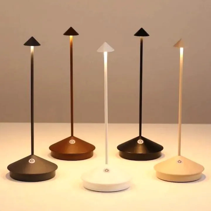 Cordless lighting rechargeable LED touch table lamp in warm glow