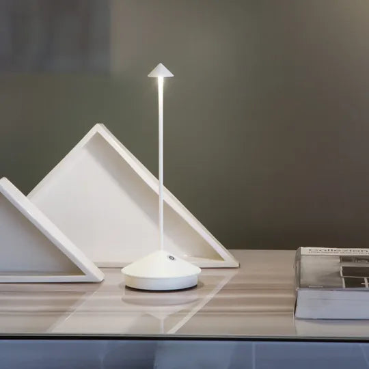 Portable battery powered light sleek modern decor bedside lamp
