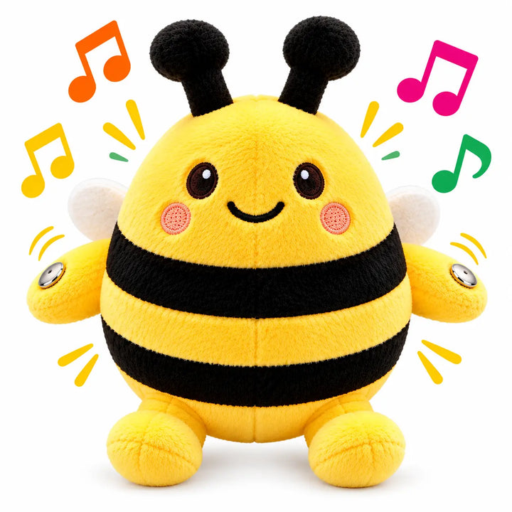 Colorful musical toy displayed on a table showcasing its child friendly design