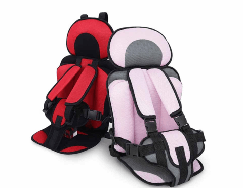 Secure five-point harness detail on the child travel seat and car safety accessory