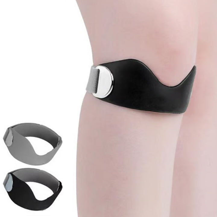 Side view of knee support sleeve with dual compression bands for patella stability during exercise.