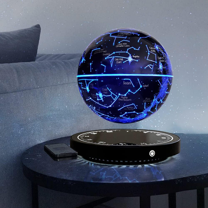 Ambient home decor table lamp casting soft constellation patterns on a bedroom wall