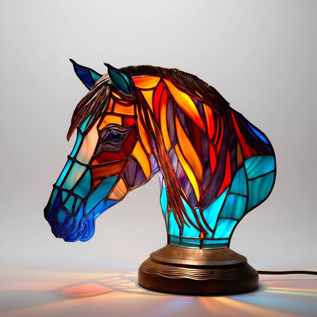 Handmade animal nightlight with intricate stained glass mosaic details