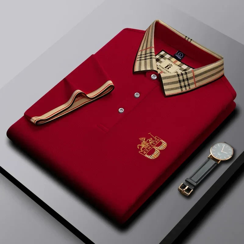 Hemline and side vent detail on mens short-sleeve polo