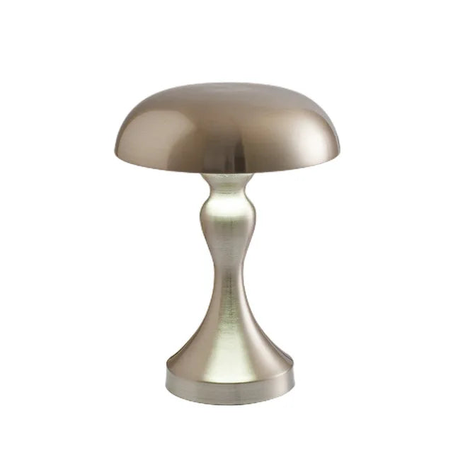 Close-up of the stylish metallic lamp base and elegant shade design