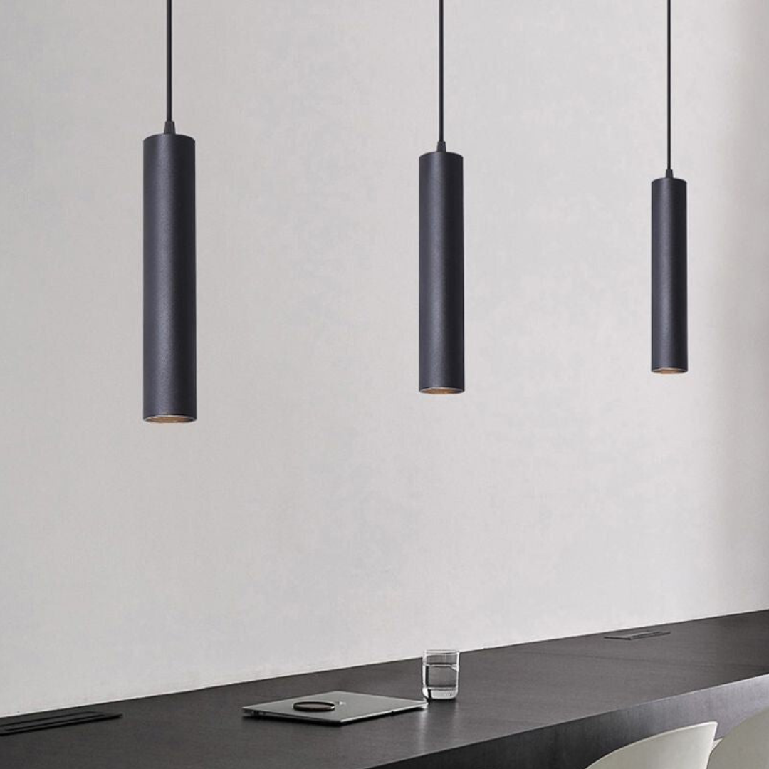 Angle view of the sleek cylindrical light fixture showcasing modern home lighting design.
