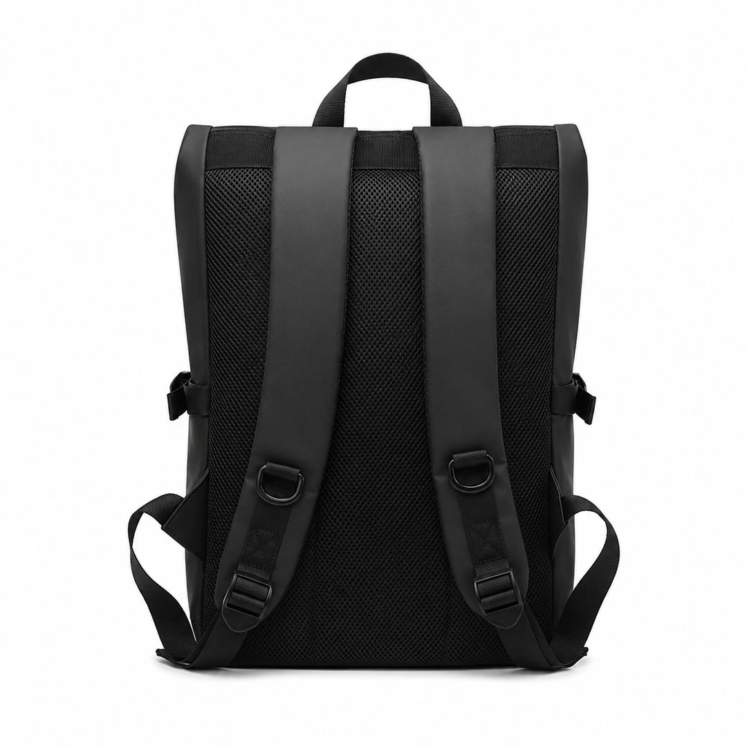 Interior compartment of the water-resistant backpack with padded laptop sleeve