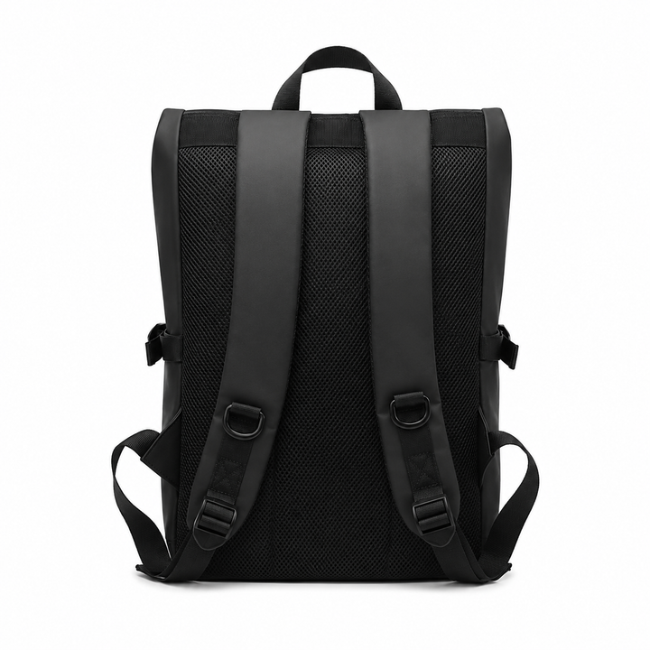 Interior compartment of the water-resistant backpack with padded laptop sleeve