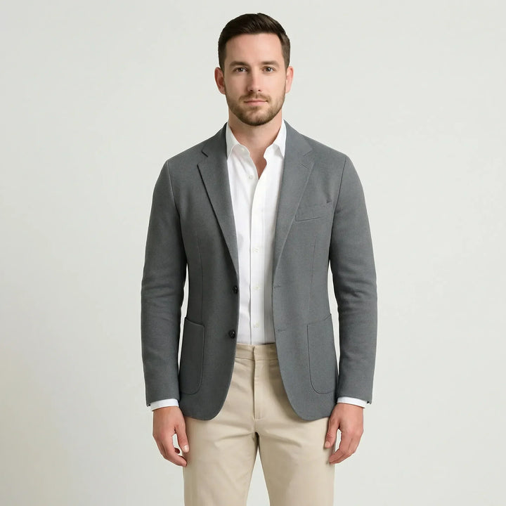 Back view of a regular fit mens business casual blazer outerwear