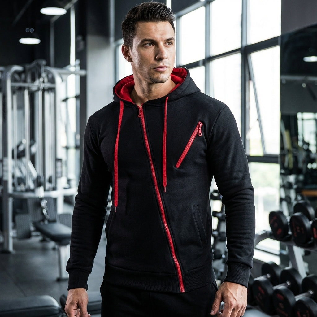 Donny | Men’s Asymmetric Zip Hooded Jacket