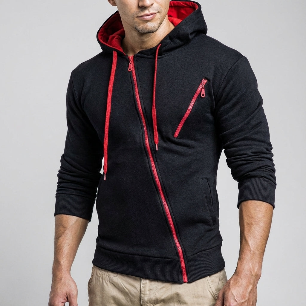 Donny | Men’s Asymmetric Zip Hooded Jacket