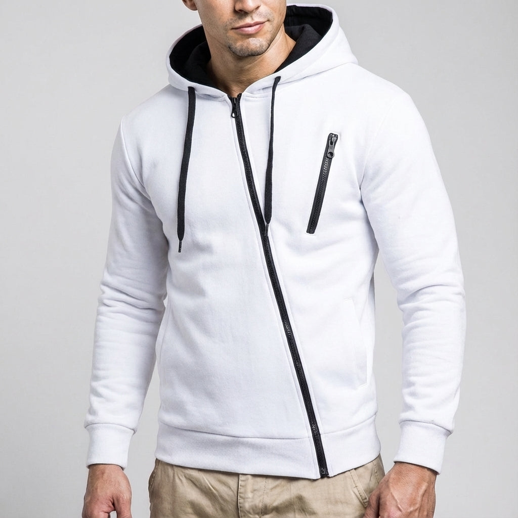 Donny | Men’s Asymmetric Zip Hooded Jacket