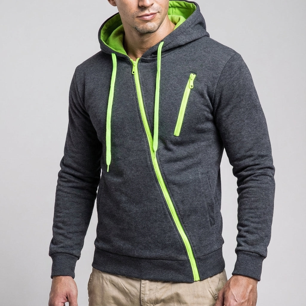 Donny | Men’s Asymmetric Zip Hooded Jacket