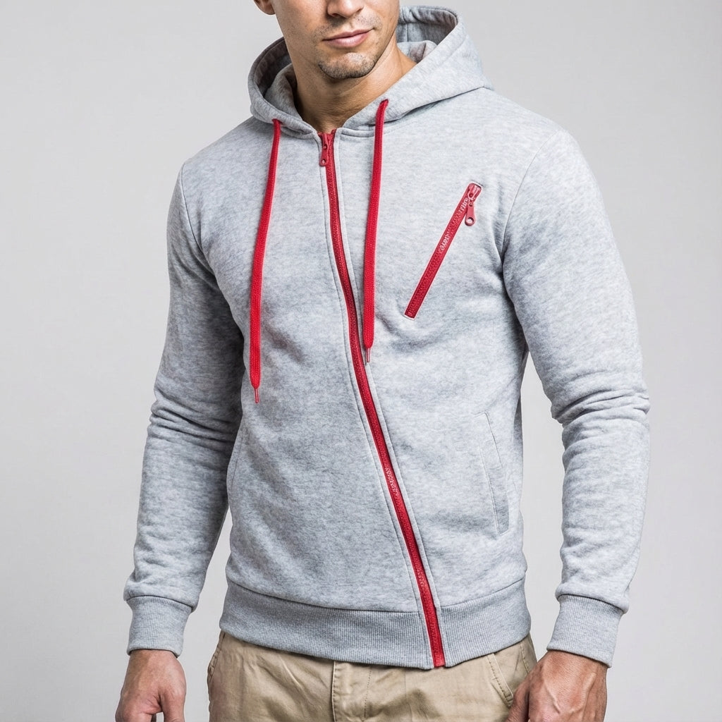 Donny | Men’s Asymmetric Zip Hooded Jacket