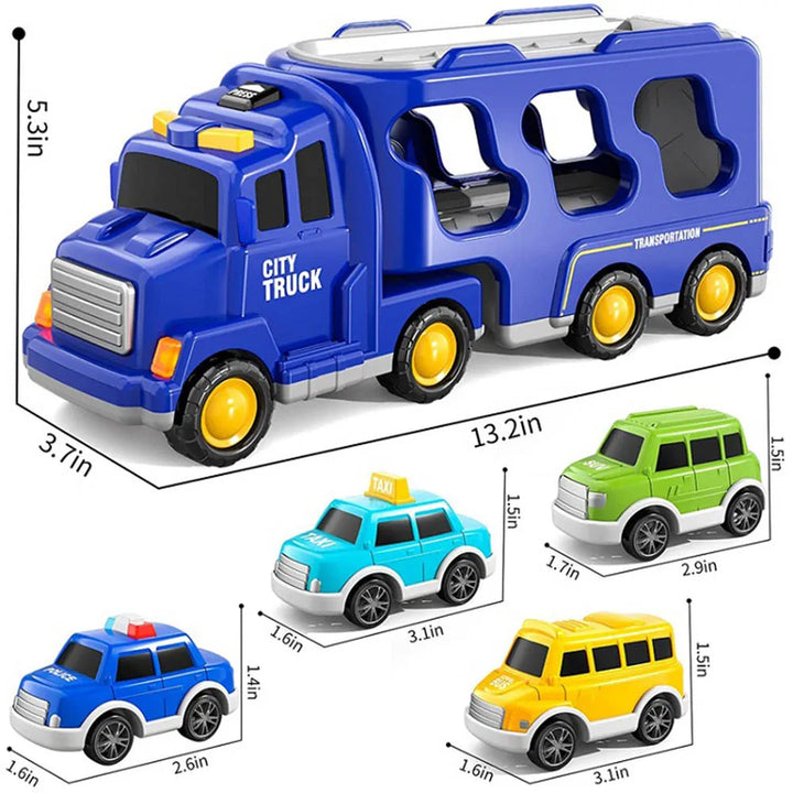 Toddler transport toy truck featuring interactive lights and sounds for engaging play